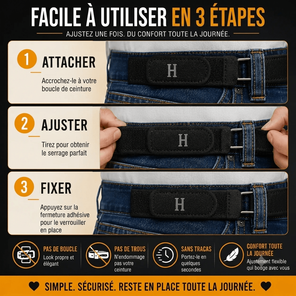 H-Luxe™ | La Ceinture Qui S'Oublie Toute la Journée